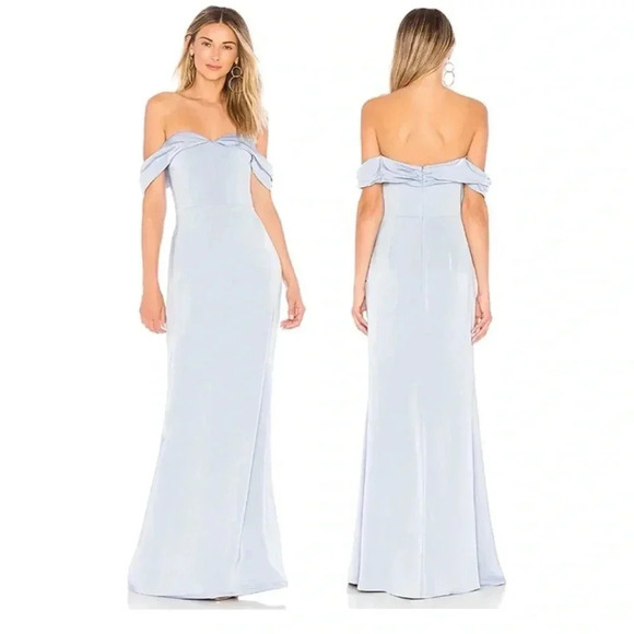 Lovers + Friends Hadid Gown BabyBlue XS Off the Shoulder Cocktail Special event - Picture 1 of 9
